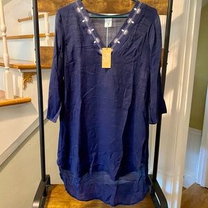 NWT Kona Sol navy blue high-low coverup size S